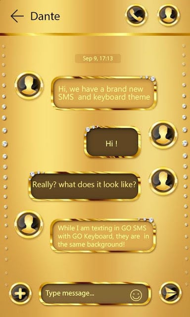 (FREE) GO SMS GOLD THEME截图5