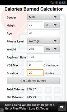 卡路里计算器 Calories Burned Calculator截图