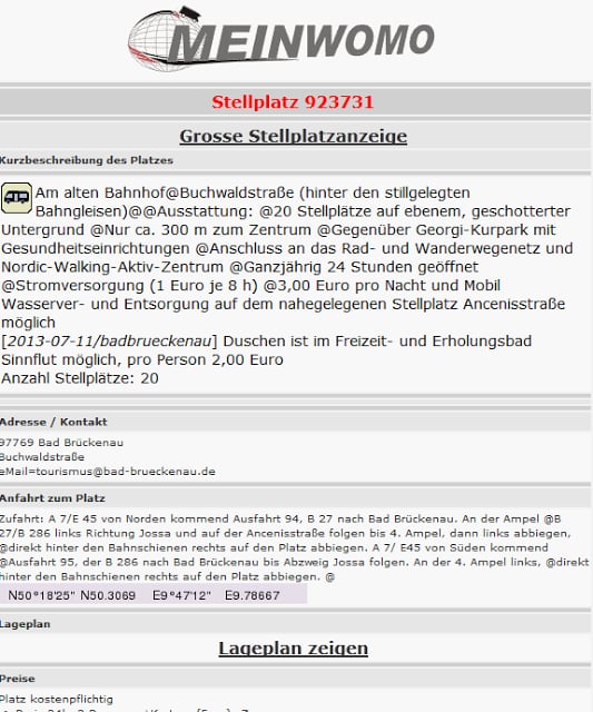 Meinwomo Wohnmobil Stellpl&auml;tze截图1