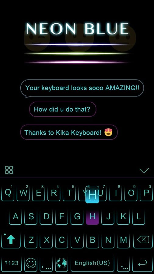 Neon Blue Kika Keyboard Theme截图8