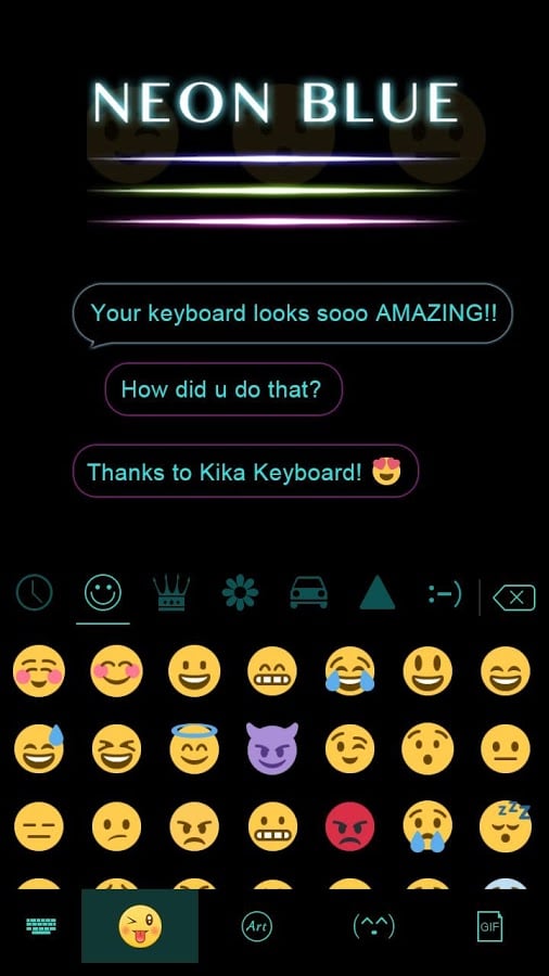 Neon Blue Kika Keyboard Theme截图4