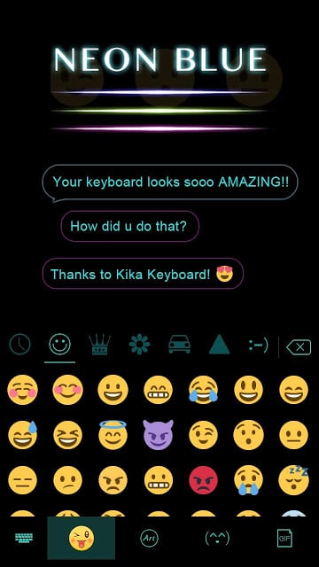 Neon Blue Kika Keyboard Theme截图5