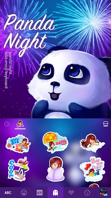 Panda Night Kika KeyboardTheme截图4