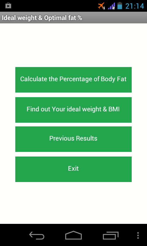 Ideal weight &amp; Optimal fat %截图1