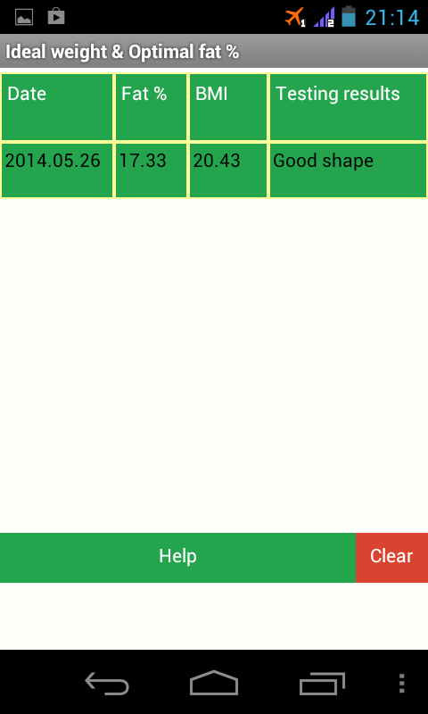 Ideal weight &amp; Optimal fat %截图6