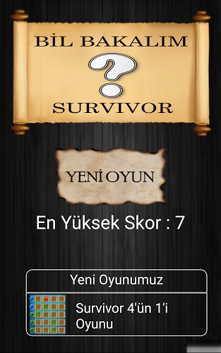 Survivor Bil Bakalım Oyunu截图1