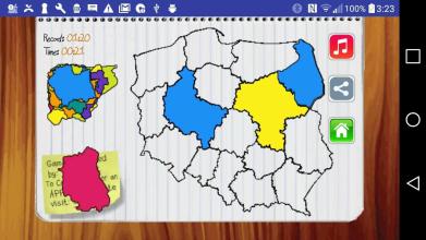 Poland Map Puzzle Game Free截图2