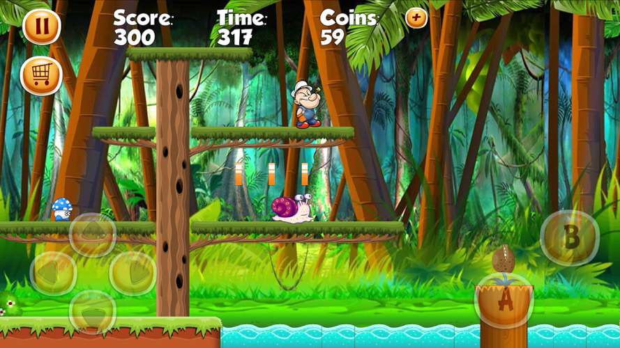 Popaye Spinach Man Jungle Game截图1