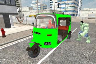 Spider Hero Tuk Tuk Rikshaw drift Parking截图4