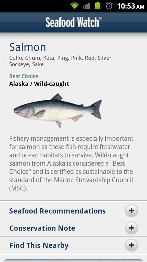 观赏海洋生物 Seafood Watch截图2