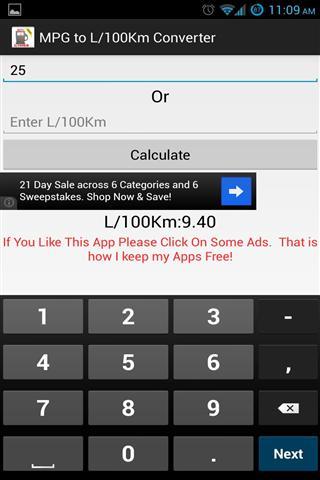 MPG to L/100Km Converter截图1