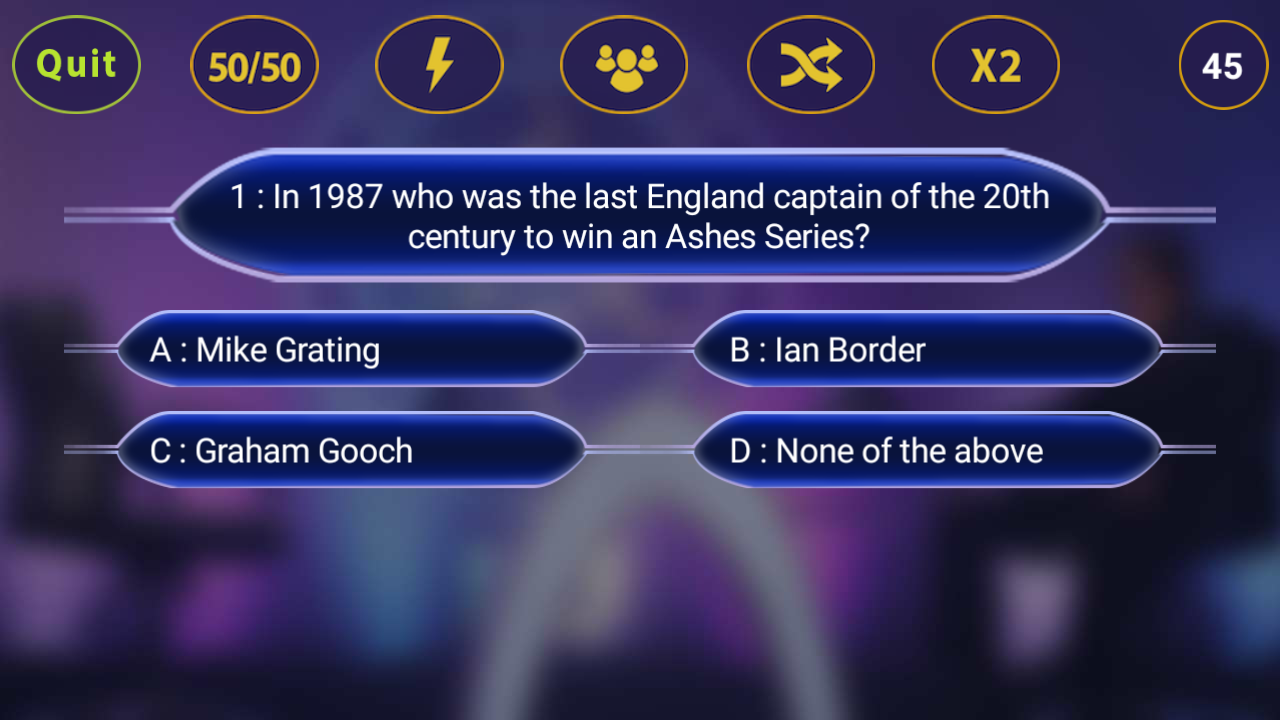 Cricket Quiz In KBC 2018 Style截图1