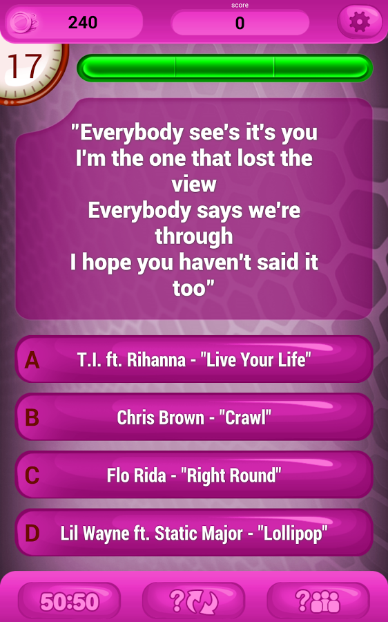猜歌词R&B免费趣味知识问答题 测验下载