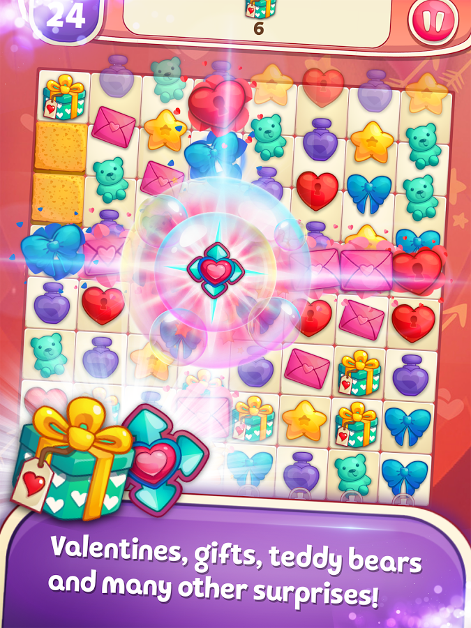 Sweet Hearts - Valentine's Day Match 3 Puzzle截图4