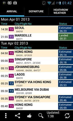 香港机场航班信息截图2