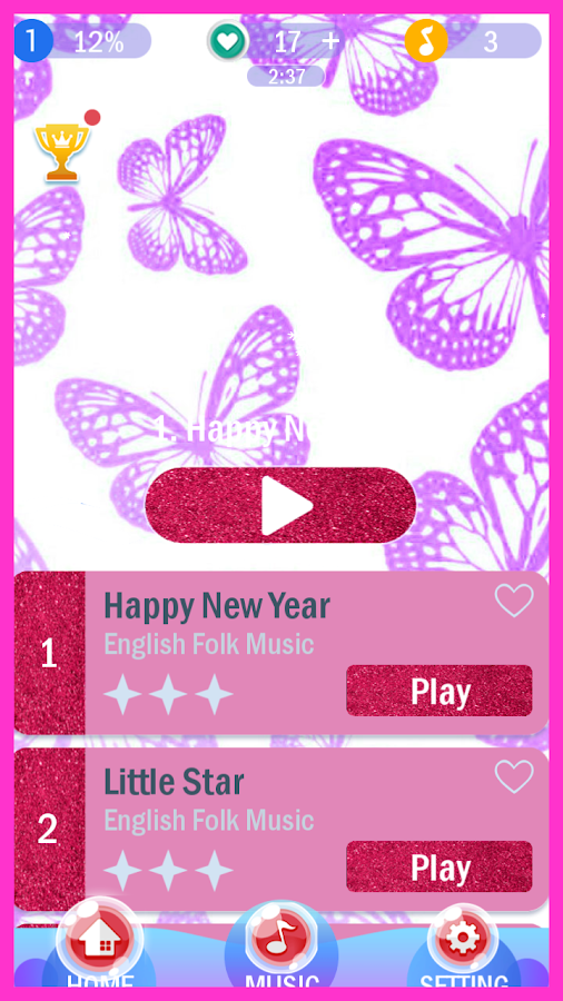 Piano Tiles : Pink Butterfly Piano Tiles截图4