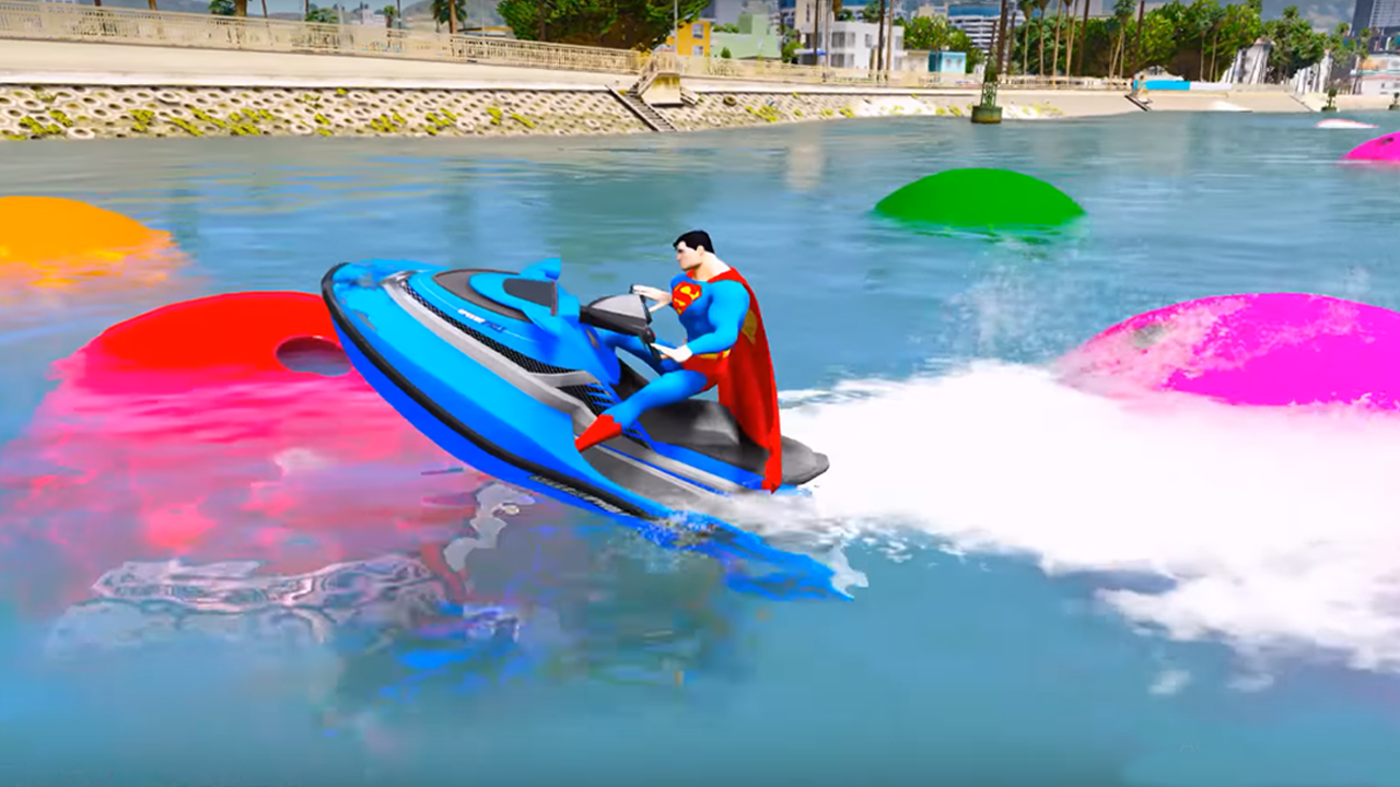 Superheroes Jet Ski Stunts Speed Racing Games截图2