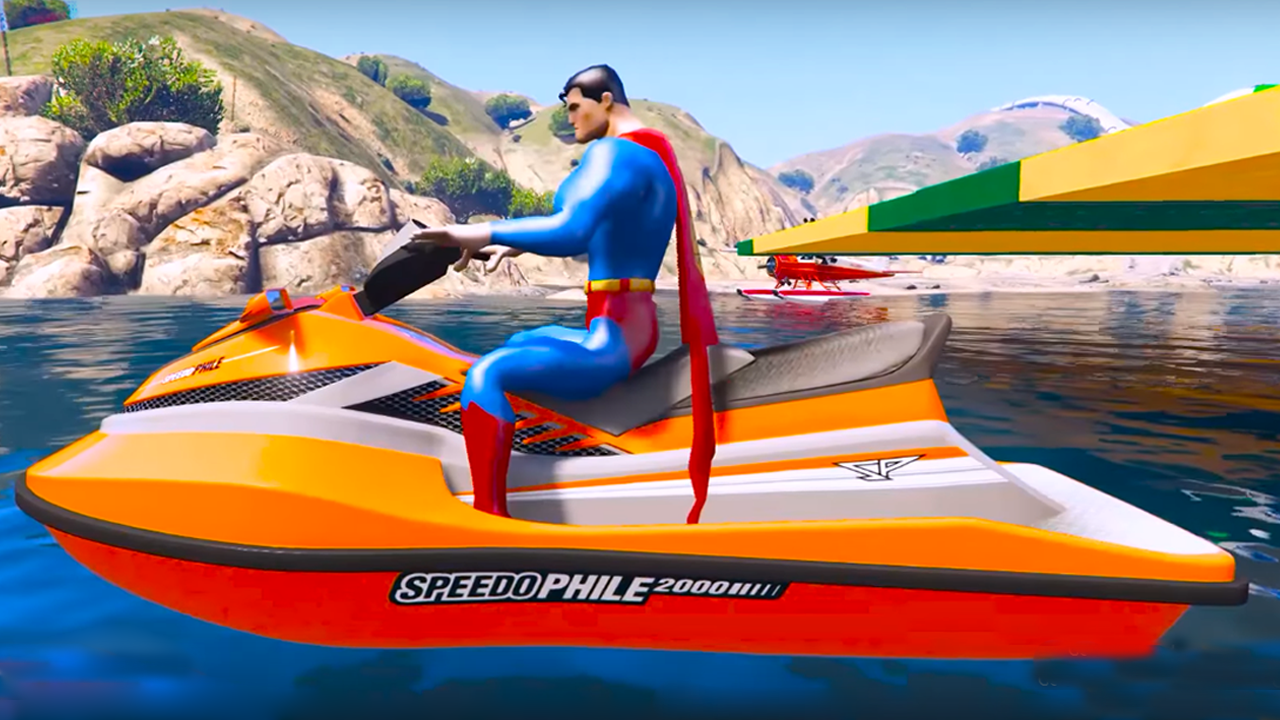 Superheroes Jet Ski Stunts Speed Racing Games截图4