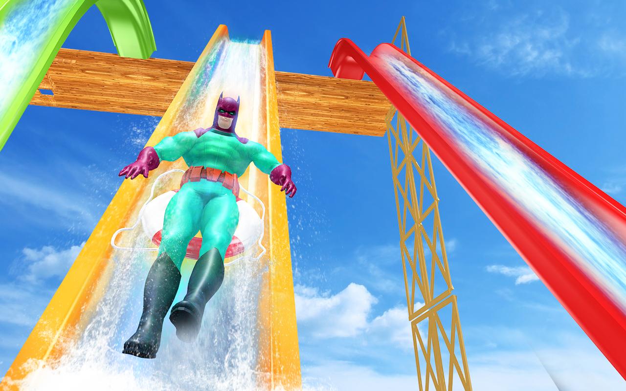 Real Water Slide Superhero Amusement Park Stunts截图1