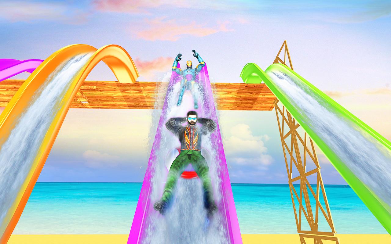 Real Water Slide Superhero Amusement Park Stunts截图3
