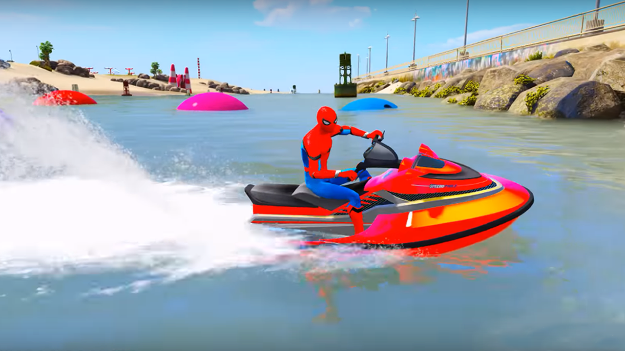 Superheroes Jet Ski Stunts Speed Racing Games截图5