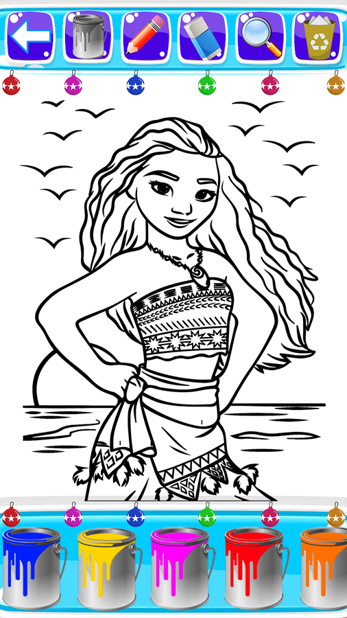 coloring moana of vaiana princess截图3