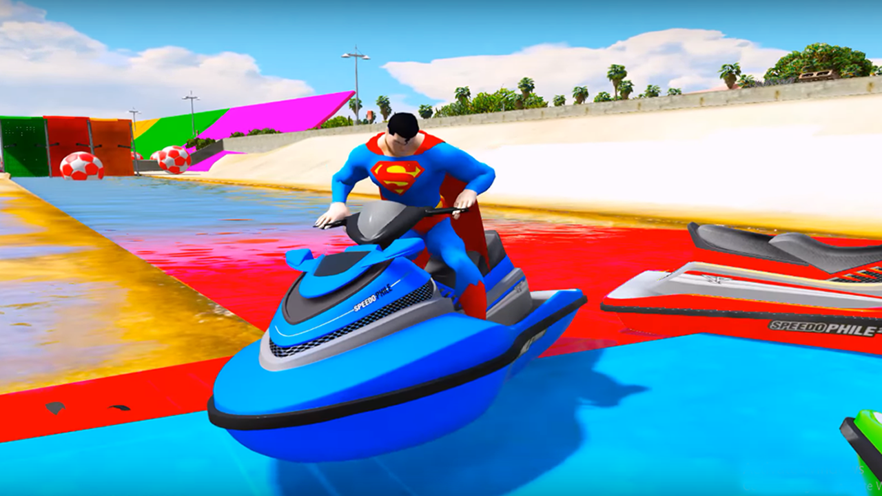 Superheroes Jet Ski Stunts Speed Racing Games截图3