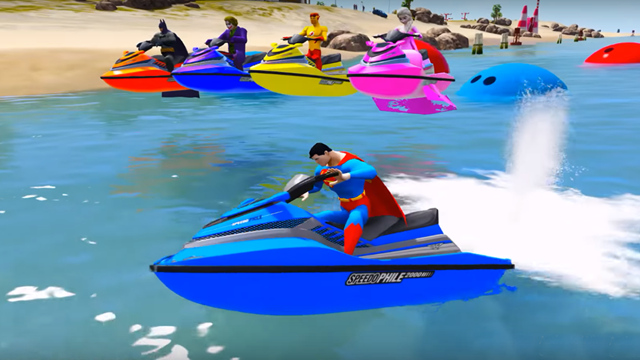 Superheroes Jet Ski Stunts Speed Racing Games截图1