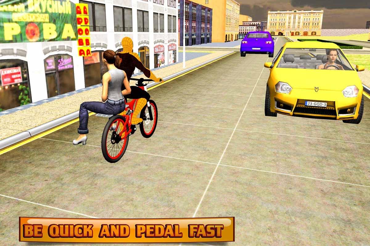 Spider Hero BMX Bicycle Taxi Driver截图2