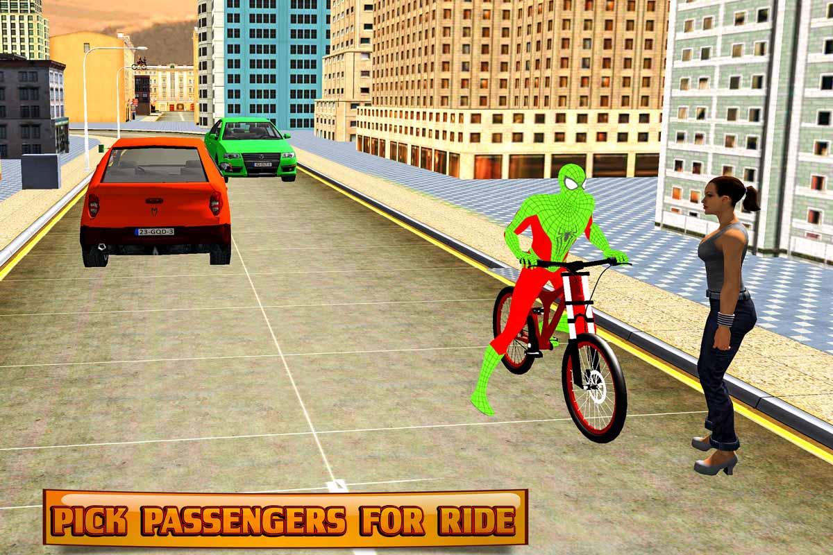 Spider Hero BMX Bicycle Taxi Driver截图3