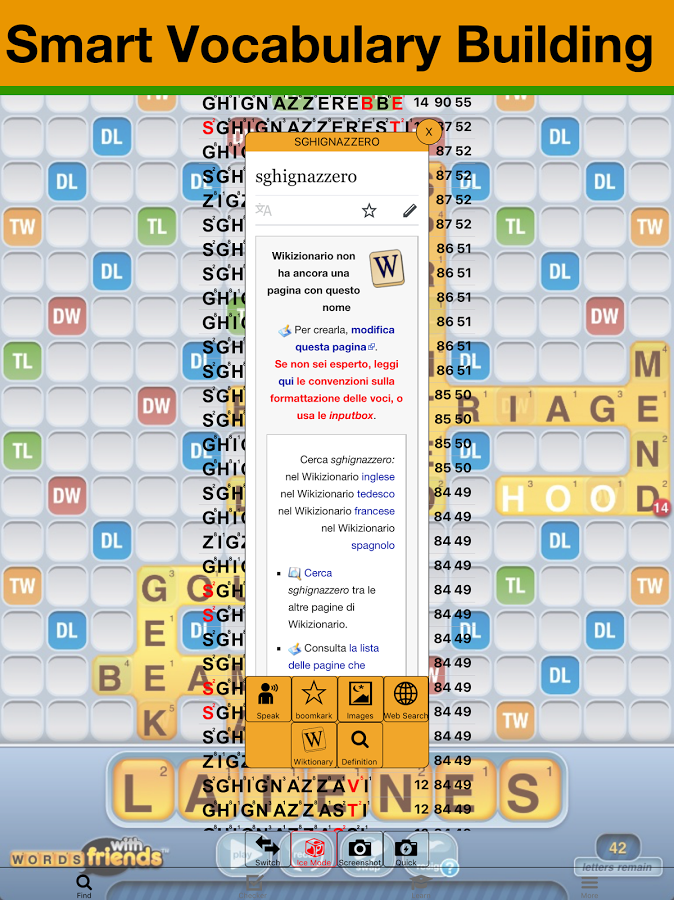 Italiano Scrabble WWF Wordfeud Cheat截图3