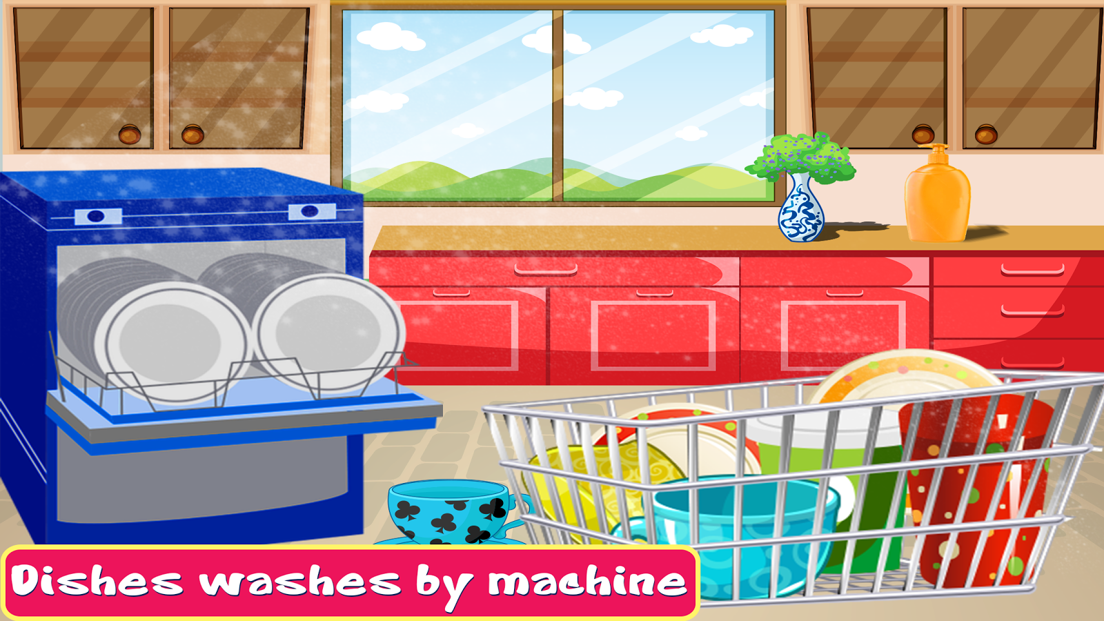 dish washing : girls cleaning kitchen game截图2