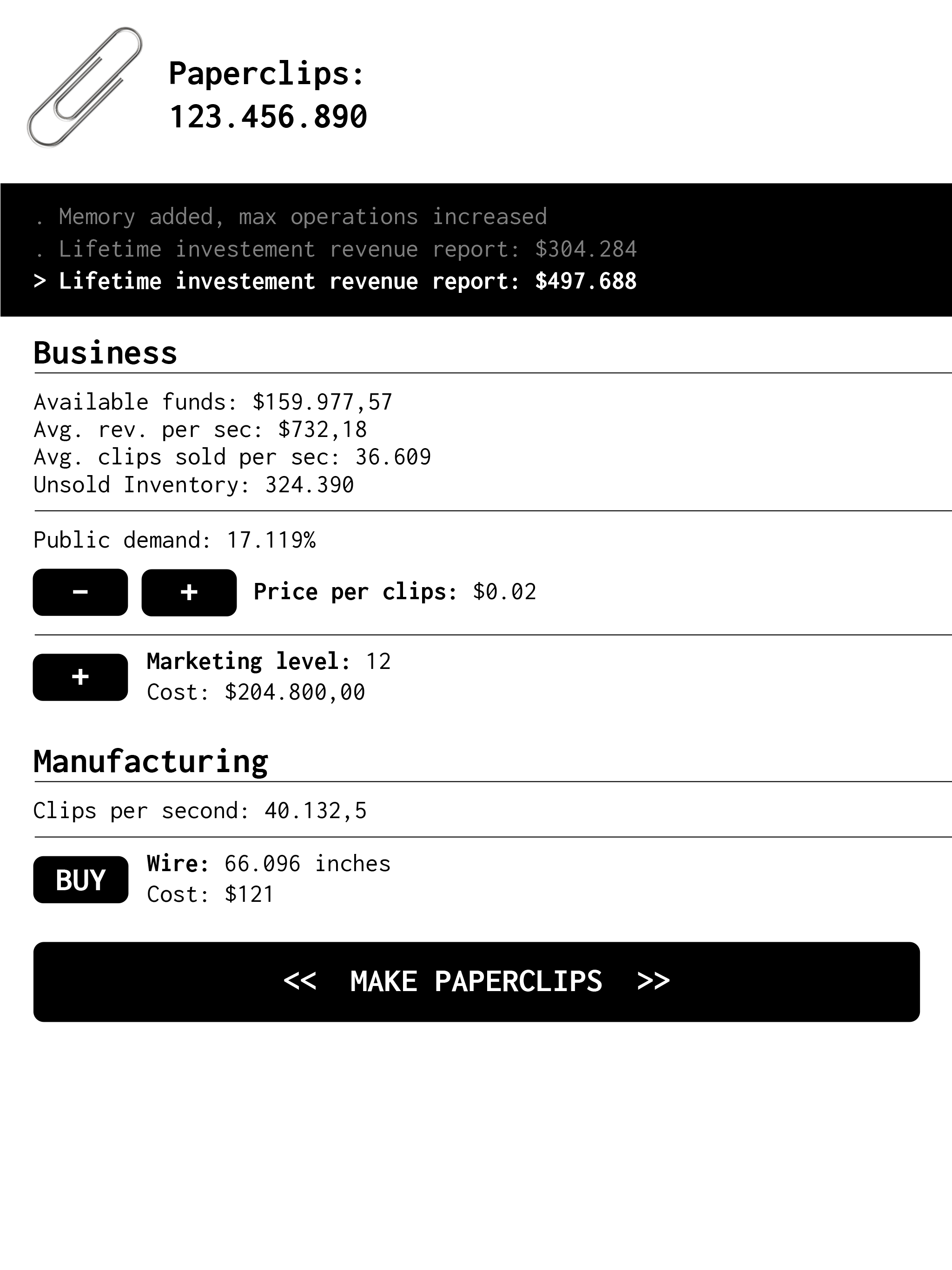 Universal Paperclips Clicker Game截图1