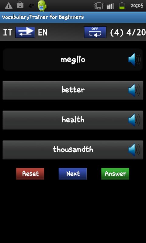 Vocabulary Trainer (IT/EN) Beginner截图5