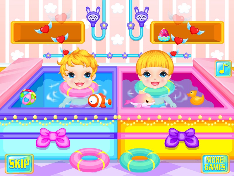 双胞胎宝宝洗澡游戏截图3