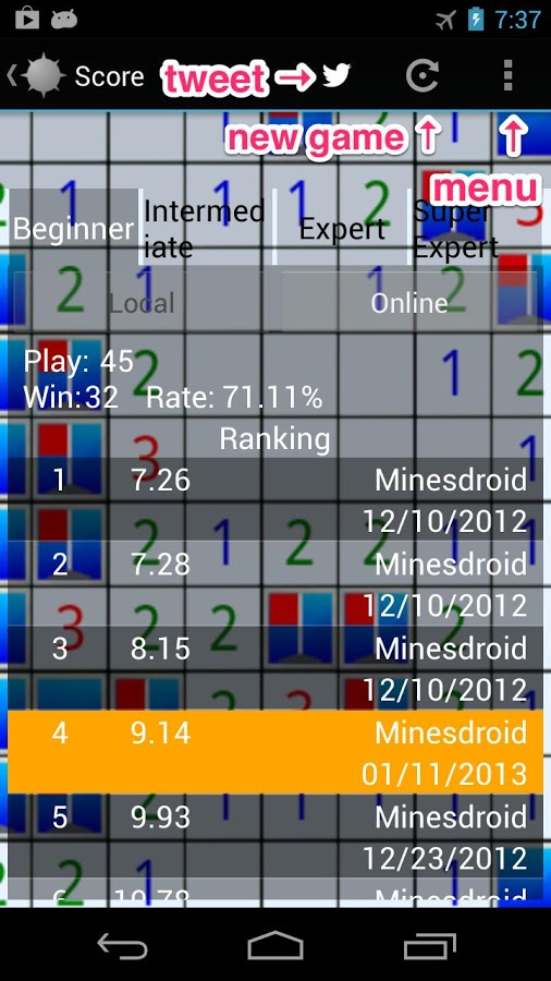 Minesdroid (Minesweeper)截图2