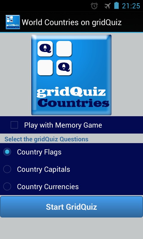 World Countries on gridQuiz截图1