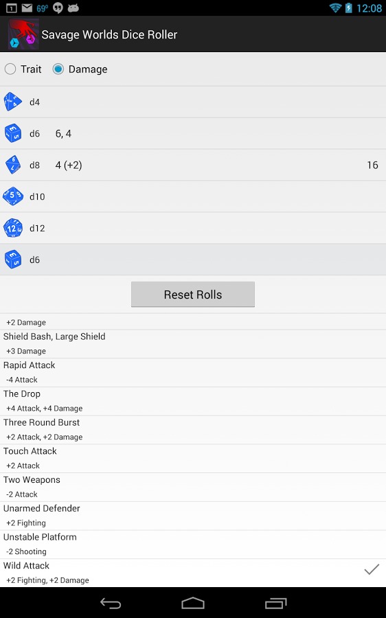 Savage Worlds Dice Roller截图3