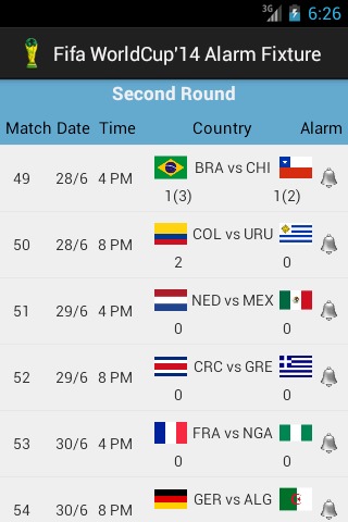 World Cup14 Fixture Alarm截图2