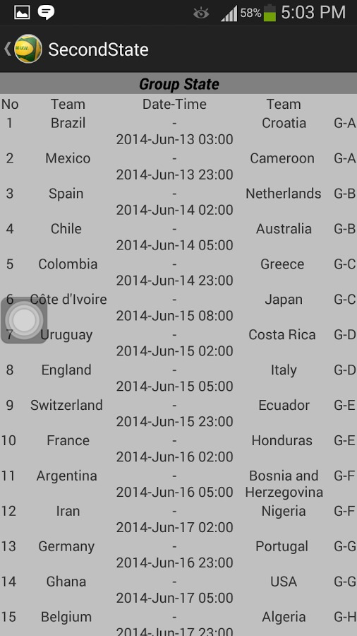 World Cup Schedule 2014截图4