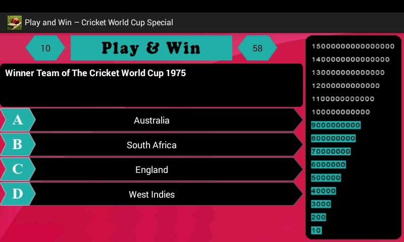 Cricket World Cup : Play & Win截图1