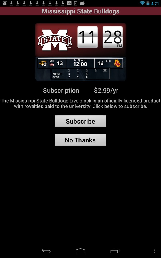 Mississippi State Live Clock截图5