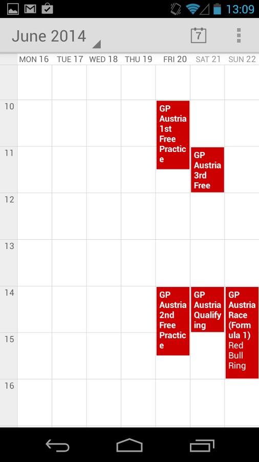 Formula 2014 Race Calendar截图4