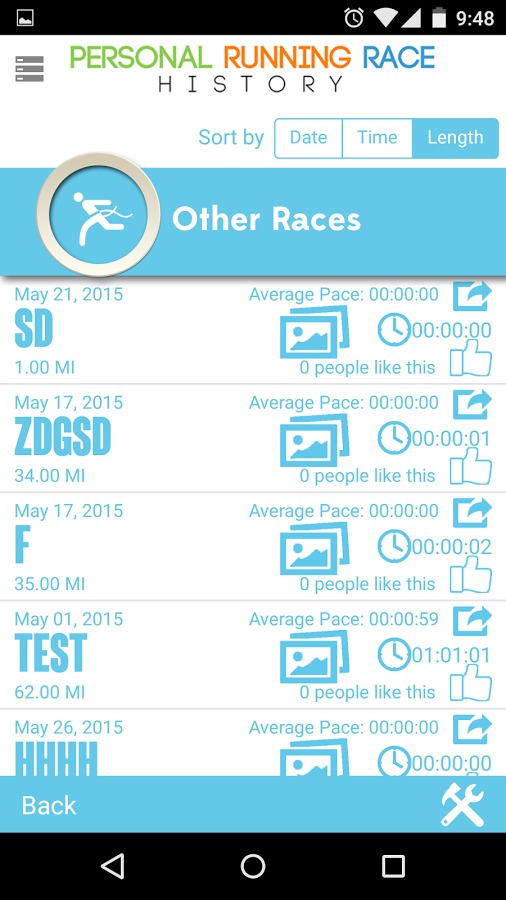 Personal Running Race History截图3