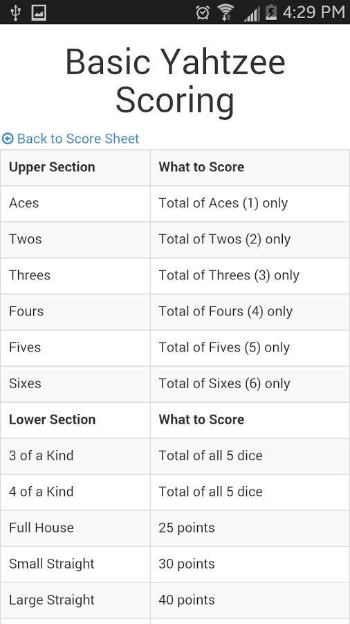 Yahtzee Score Sheet截图3