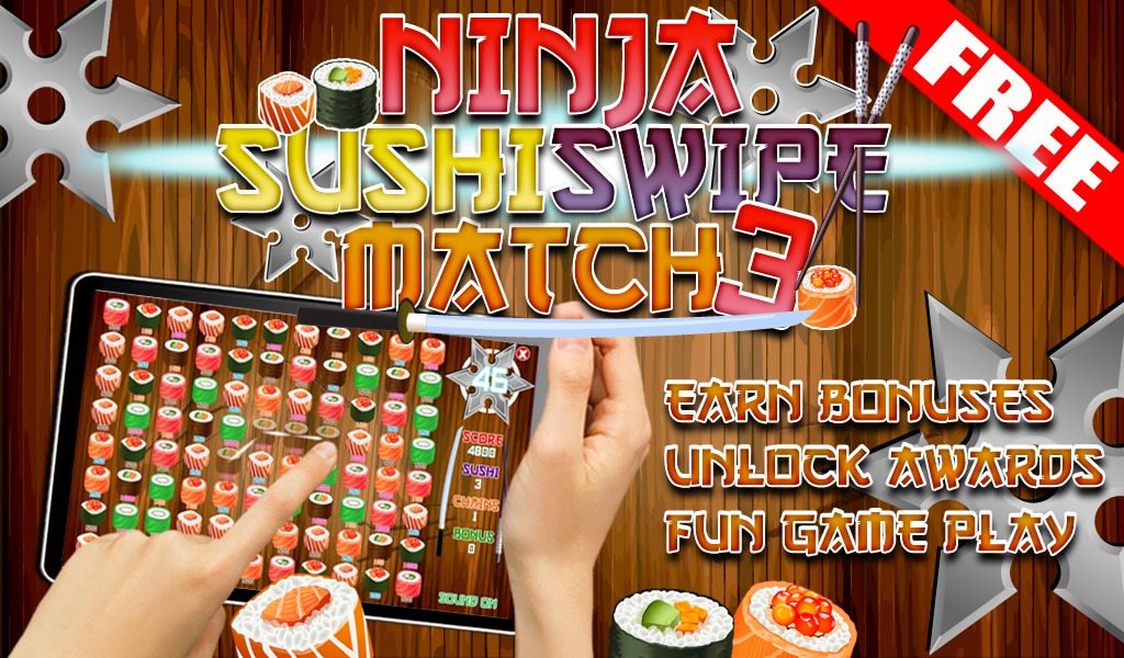 FREE Ninja Sushi Swipe Game截图1