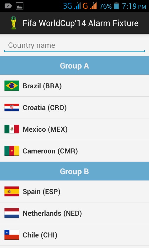 World Cup14 Fixture Alarm截图3