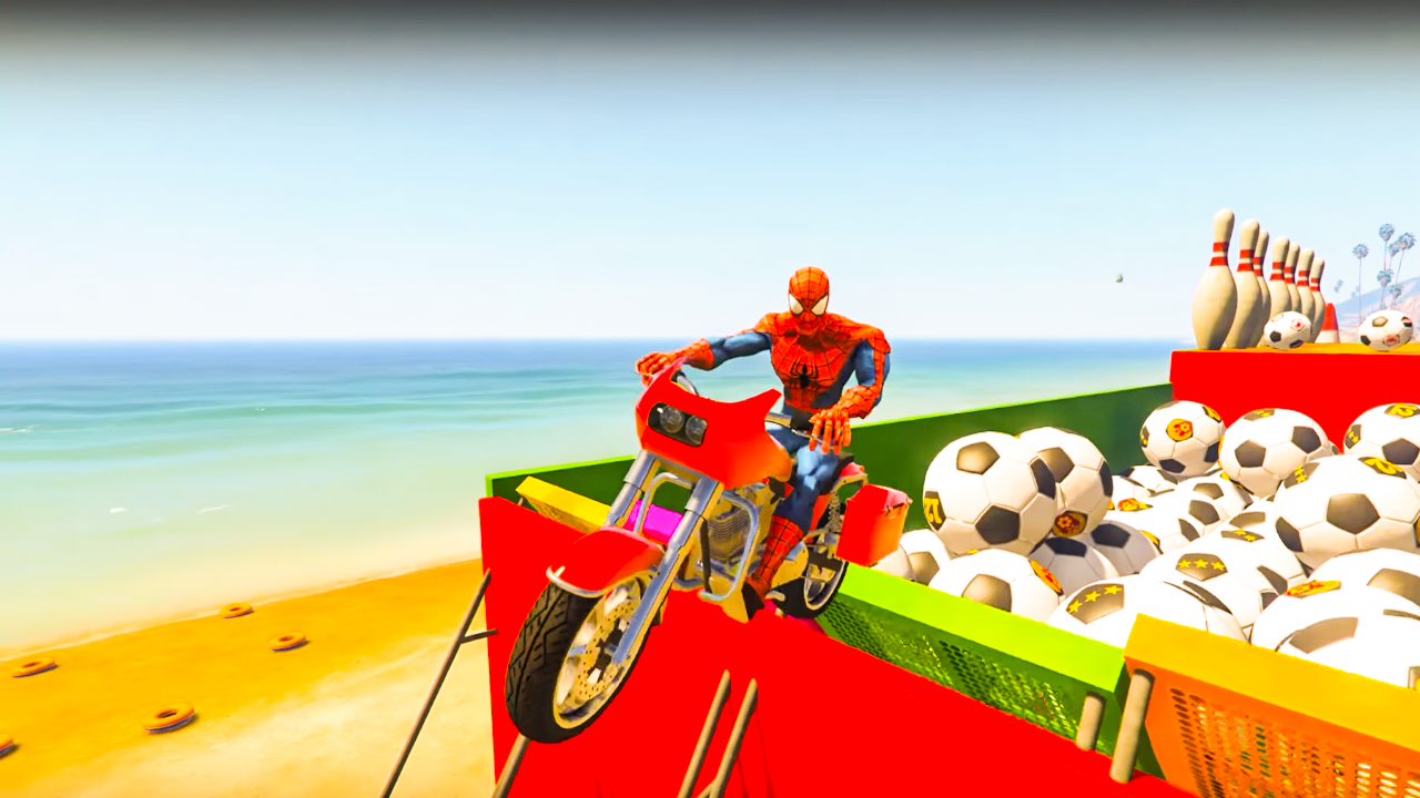 SuperHeroes Bike Crazy Stunt 3D: Stunt Racing Game截图5