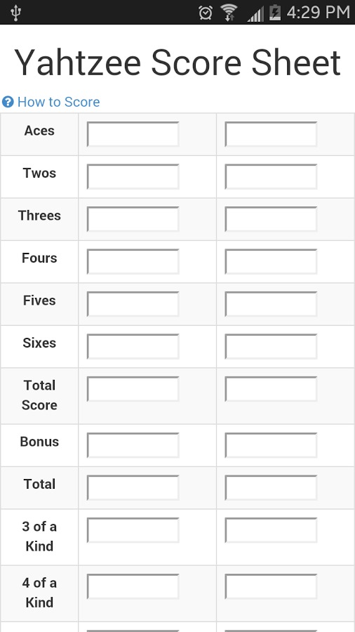Yahtzee Score Sheet截图4