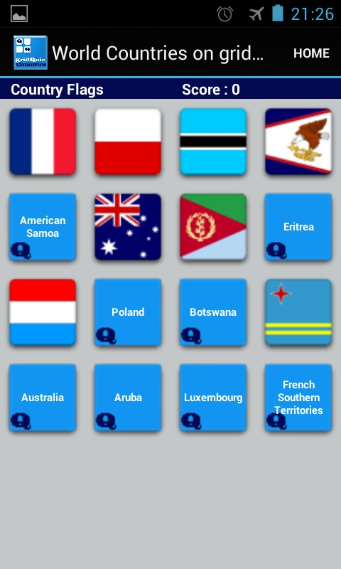 World Countries on gridQuiz截图2